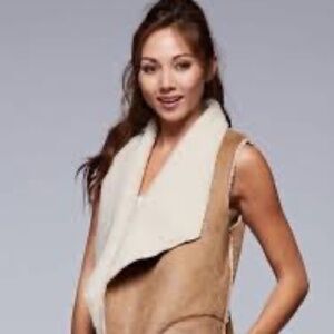 Lovestitch Camel Brown Bohemian Faux Suede Winter Vest- Sz S
